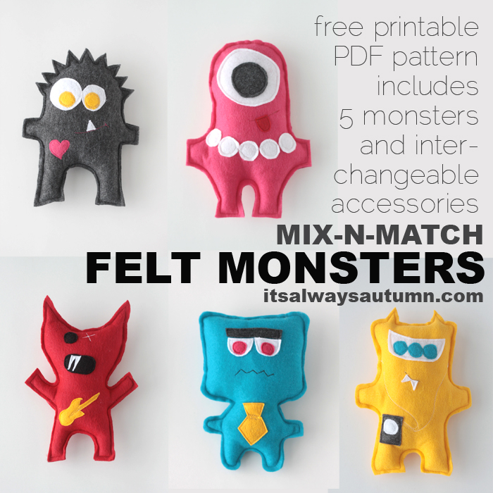 Stuffed Monsters Mix and Match Designs {Plushie Patterns}