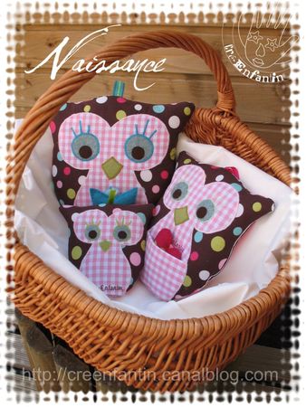 3 owl stuffed animals to sew