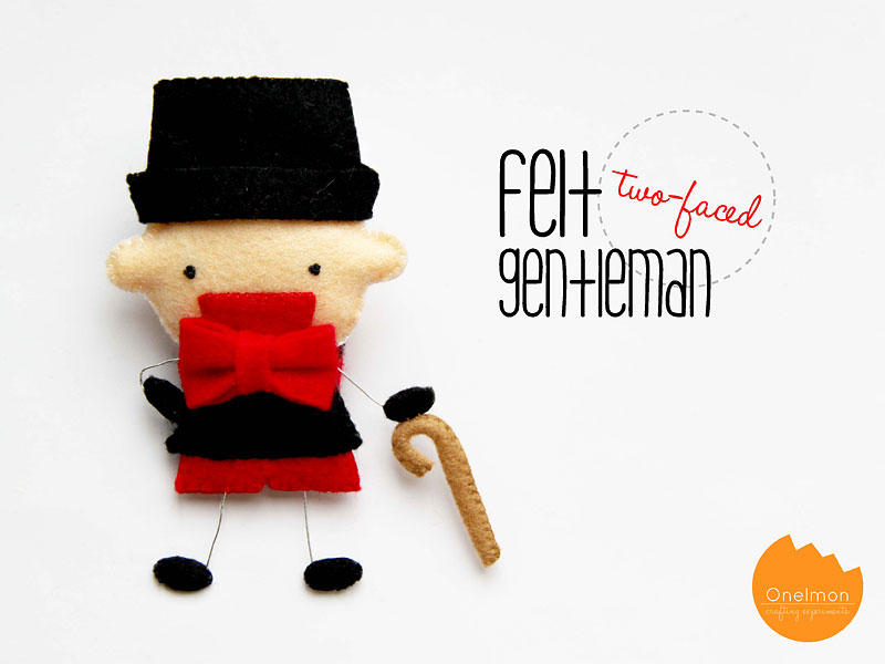 Gentlemen Felt Plush Doll.  He has a cane!