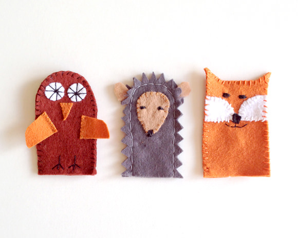 Forest Finger Puppet Tutorial- owl, fox, hedgehog