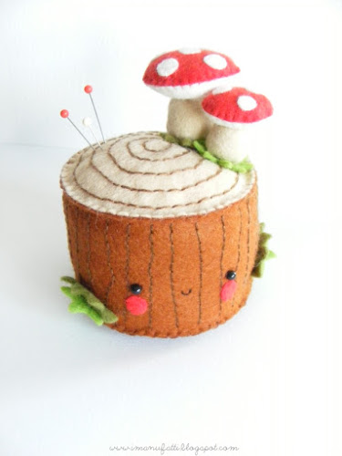 felt tree stump plushie pincushion tutorial #felt #freepattern