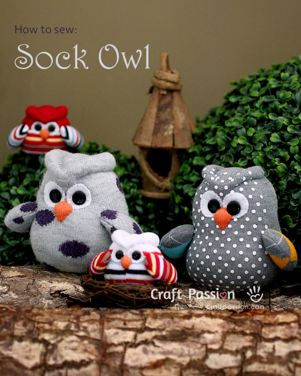 How to sew a sock owl tutorial and pattern #freepattern #owl #plushie