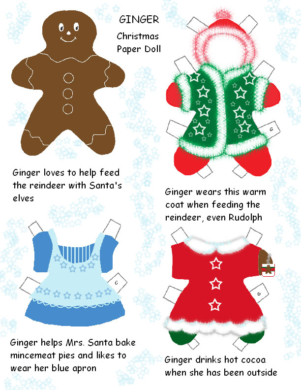 Christmas gingerbread paper dolls