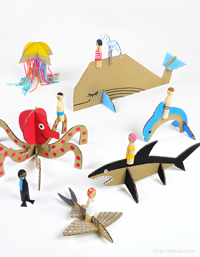 Peg Dolls & Cardboard Sea Creatures